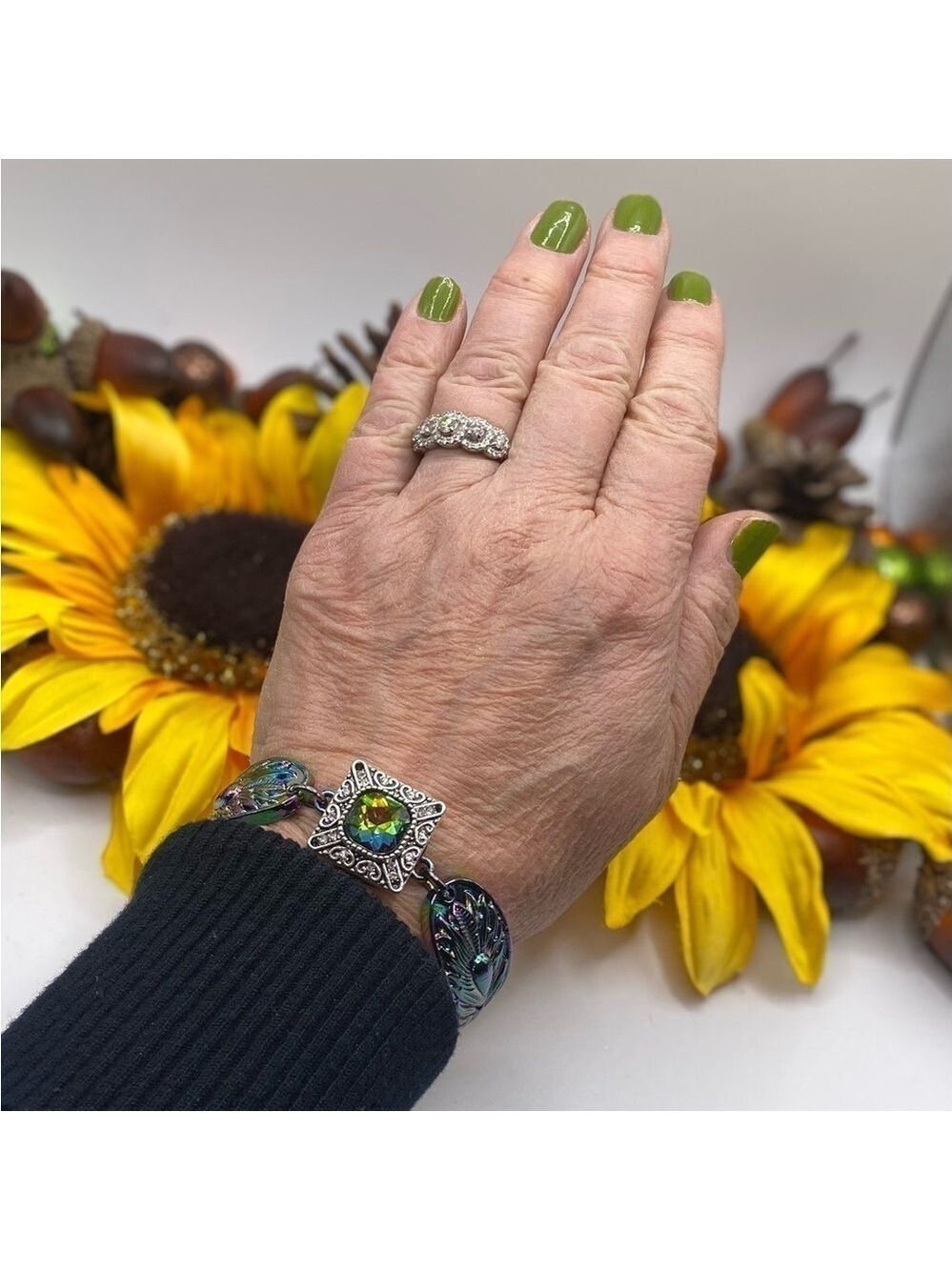 LOVELY Green Heavy Snap Jewelry Retro Bangle Bracelet with 18mm snap! SEE VIDEO!